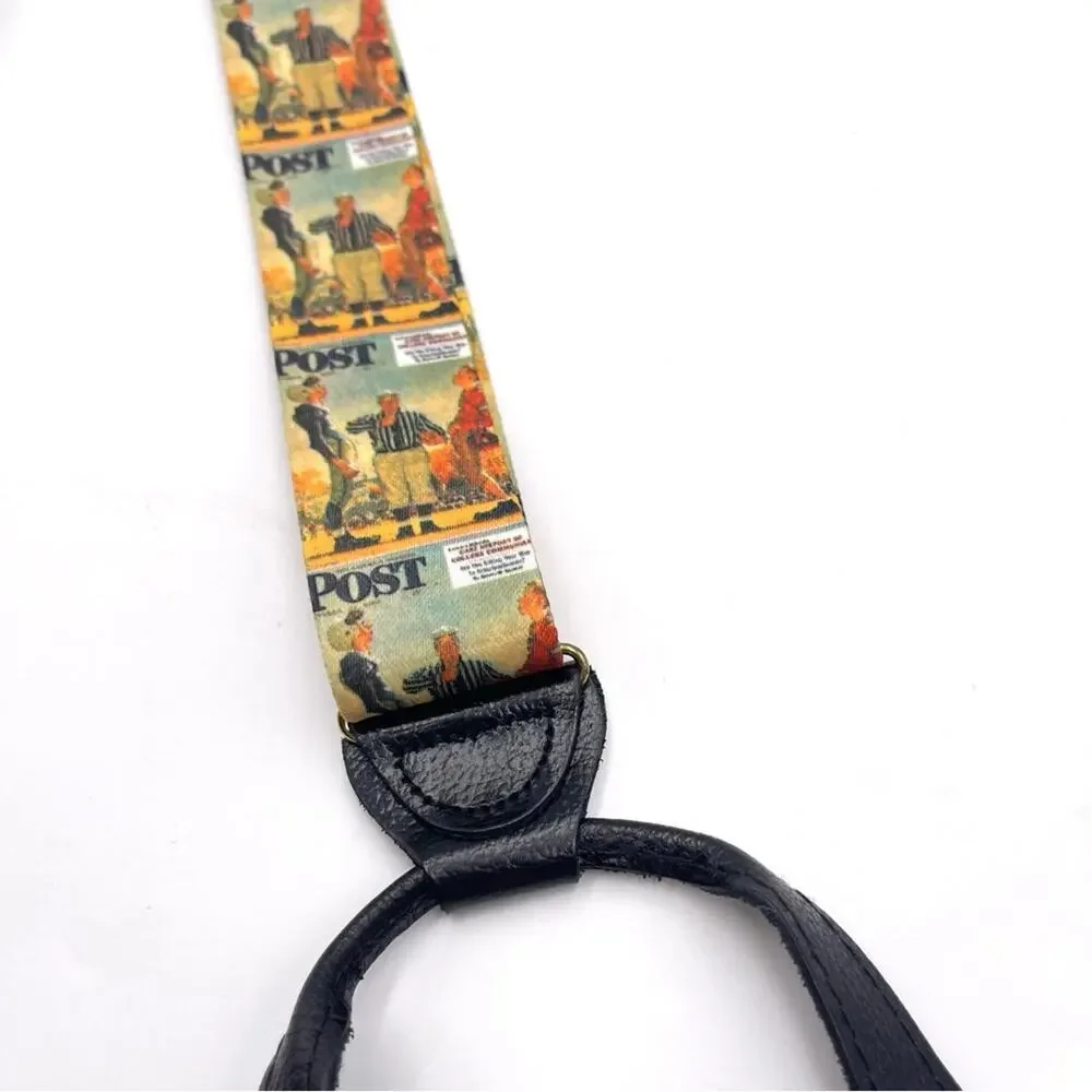 POST MAGAZINE theme - Men's Suspenders Braces tan Webbing Button Fasteners